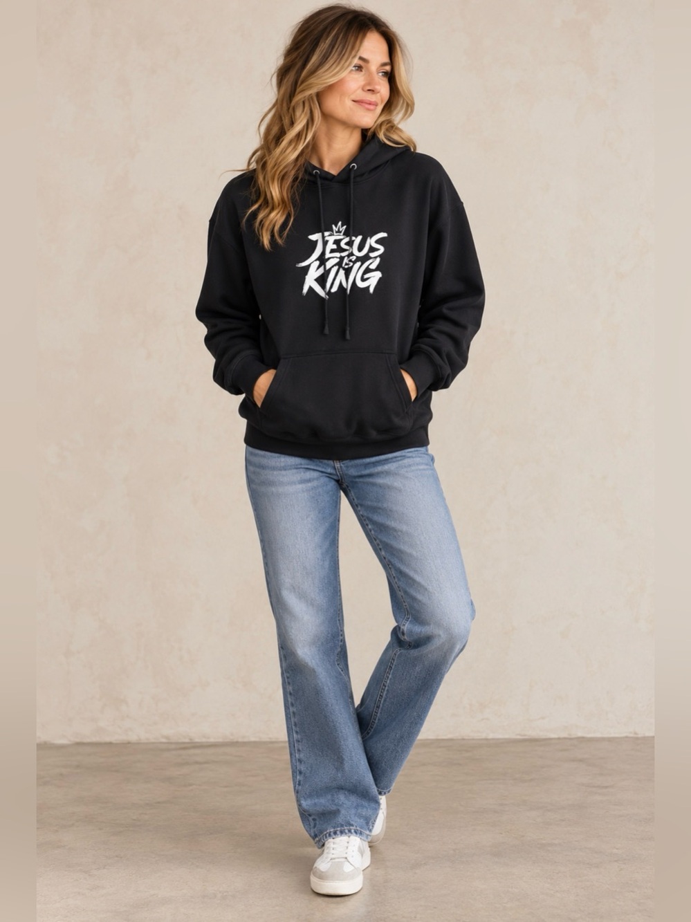 NWT GLO God’s Love Overcomes Jesus Is King Hoodie Black Oversized S